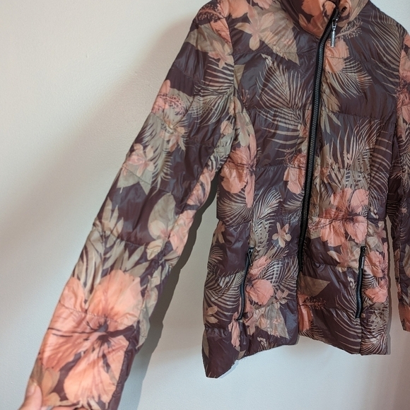 ETAGE Neutrals Floral Bohemian Lightweight Puffer Jacket Size 6 - Picture 6 of 13